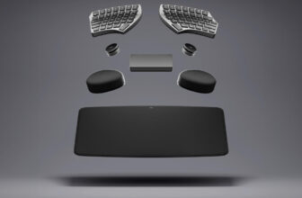 The Nuio Flow is a customizable split ergonomic keyboard with magnetic peripherals