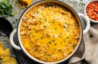 One Pot Queso Chicken and Rice